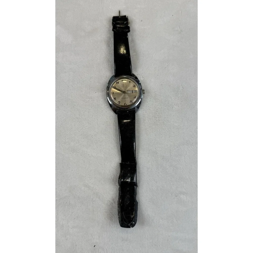 Vintage Timex Electric Dynabeat Watch Day Date Works New Battery As Is